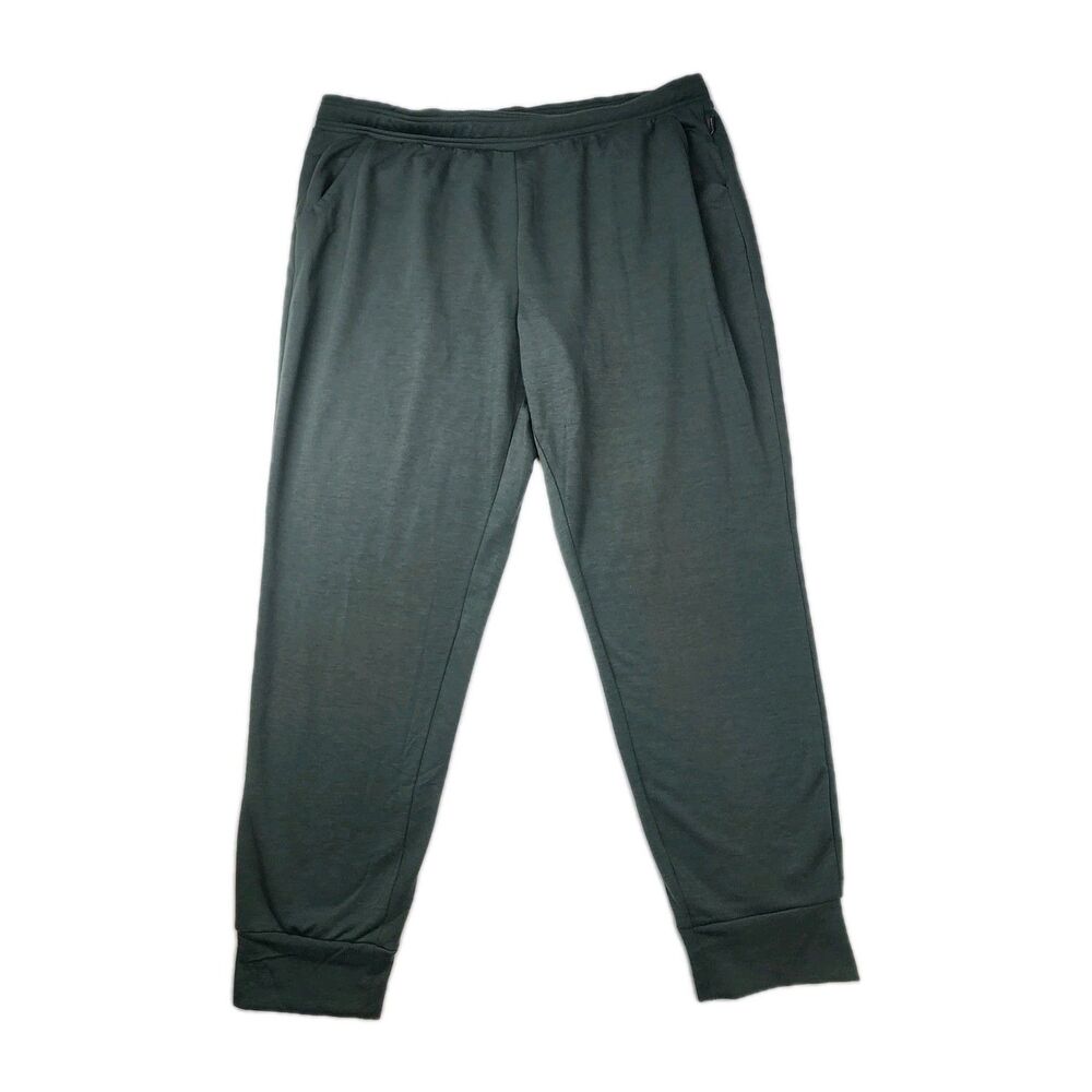 Eddie Bauer Fleece Lounge Jogger Pants Womens XXL Green Tapered Ultra Soft